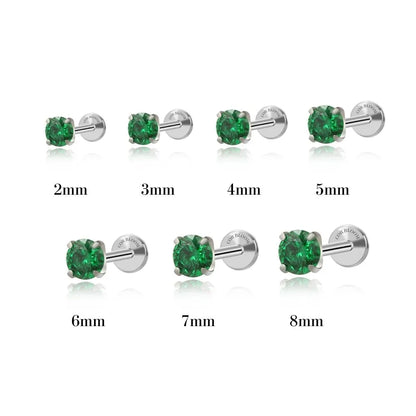 Titanium Multisize Green Emerald Gemstone Piercing Stud