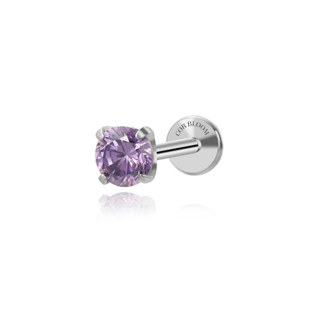 Titanium Multisize Amethyst Gemstone Piercing Stud