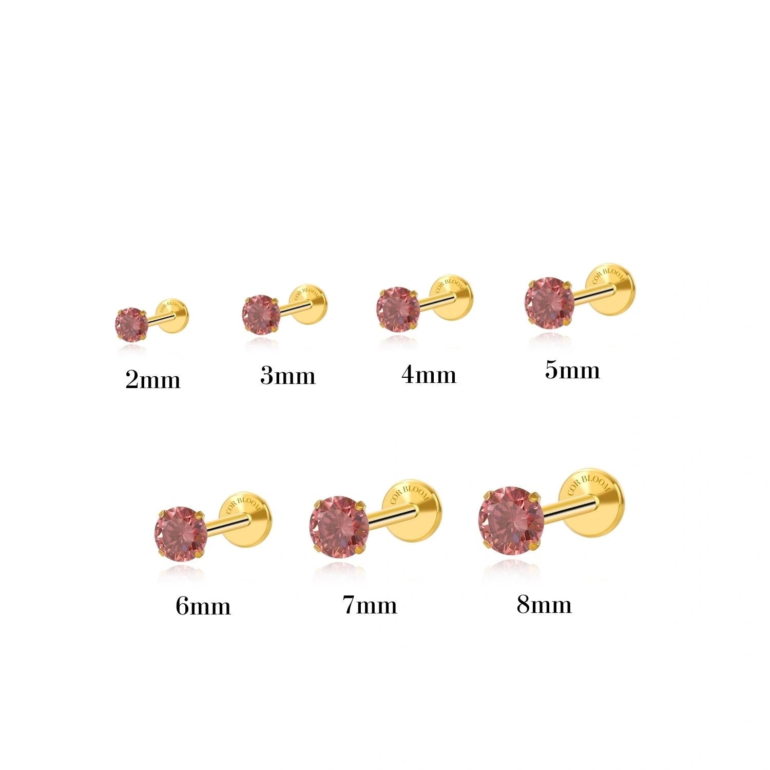Titanium Multisize Rhodolite Stud (Push Pin)