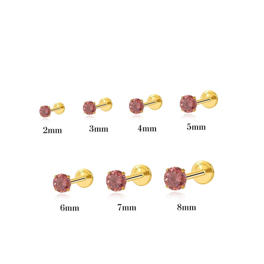 Titanium Multisize Rhodolite Gemstone Piercing Stud