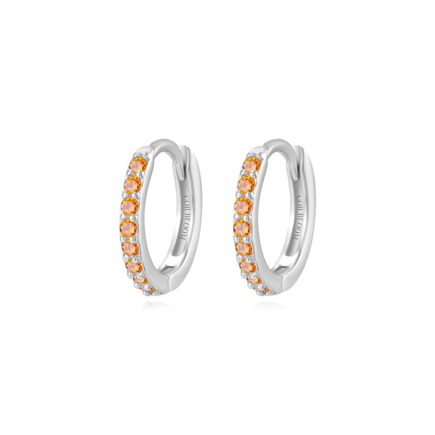 Arya Orange Red Pave Hoop Earrings - Blood Orange