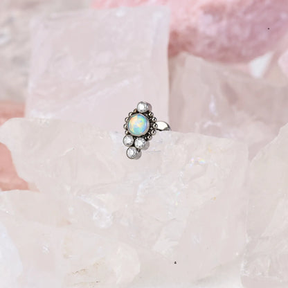 Titanium Vanya White Opal Flat Back Stud