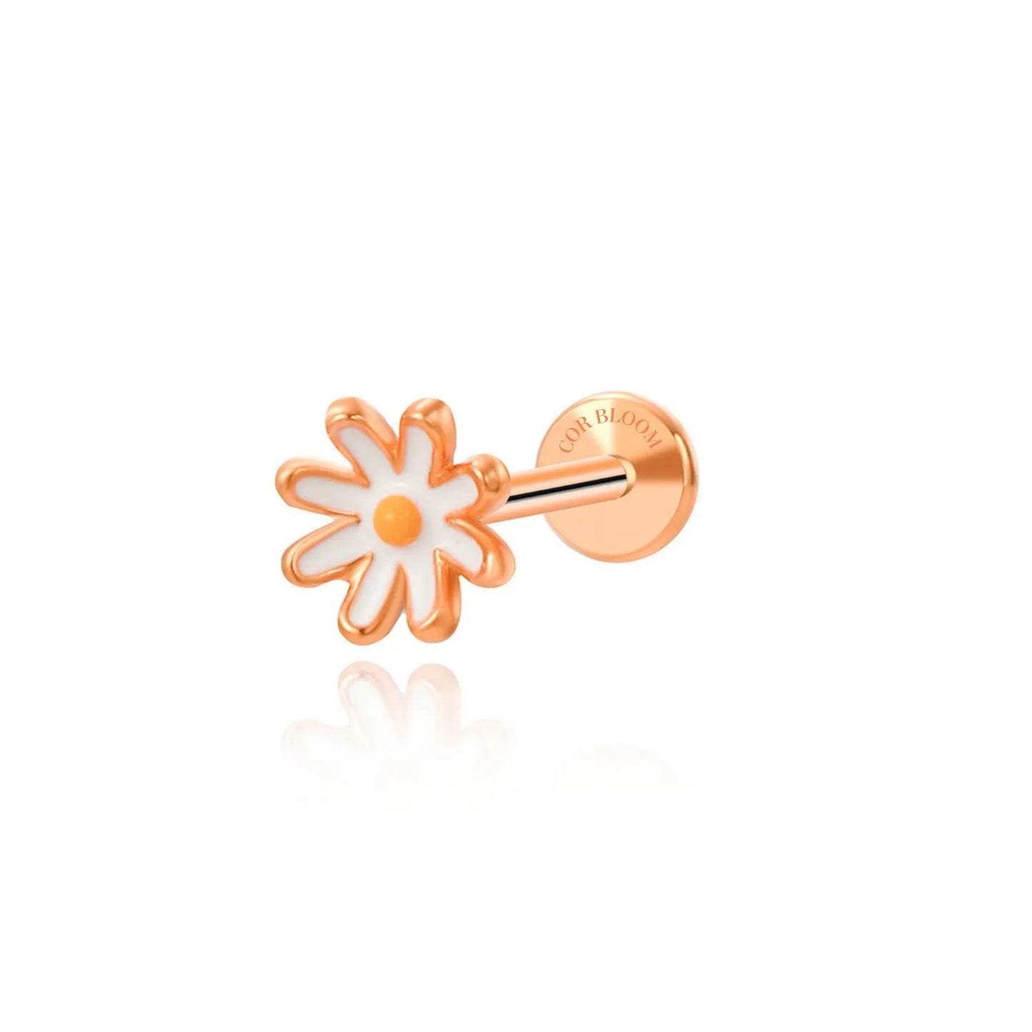 White Daisy Flower Flat Back Piercing Stud