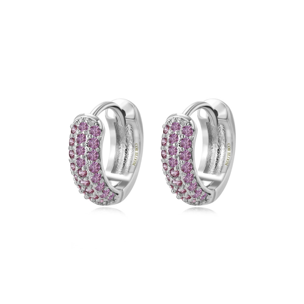 Lysander Pave Gem Hoop Earrings - Amethyst