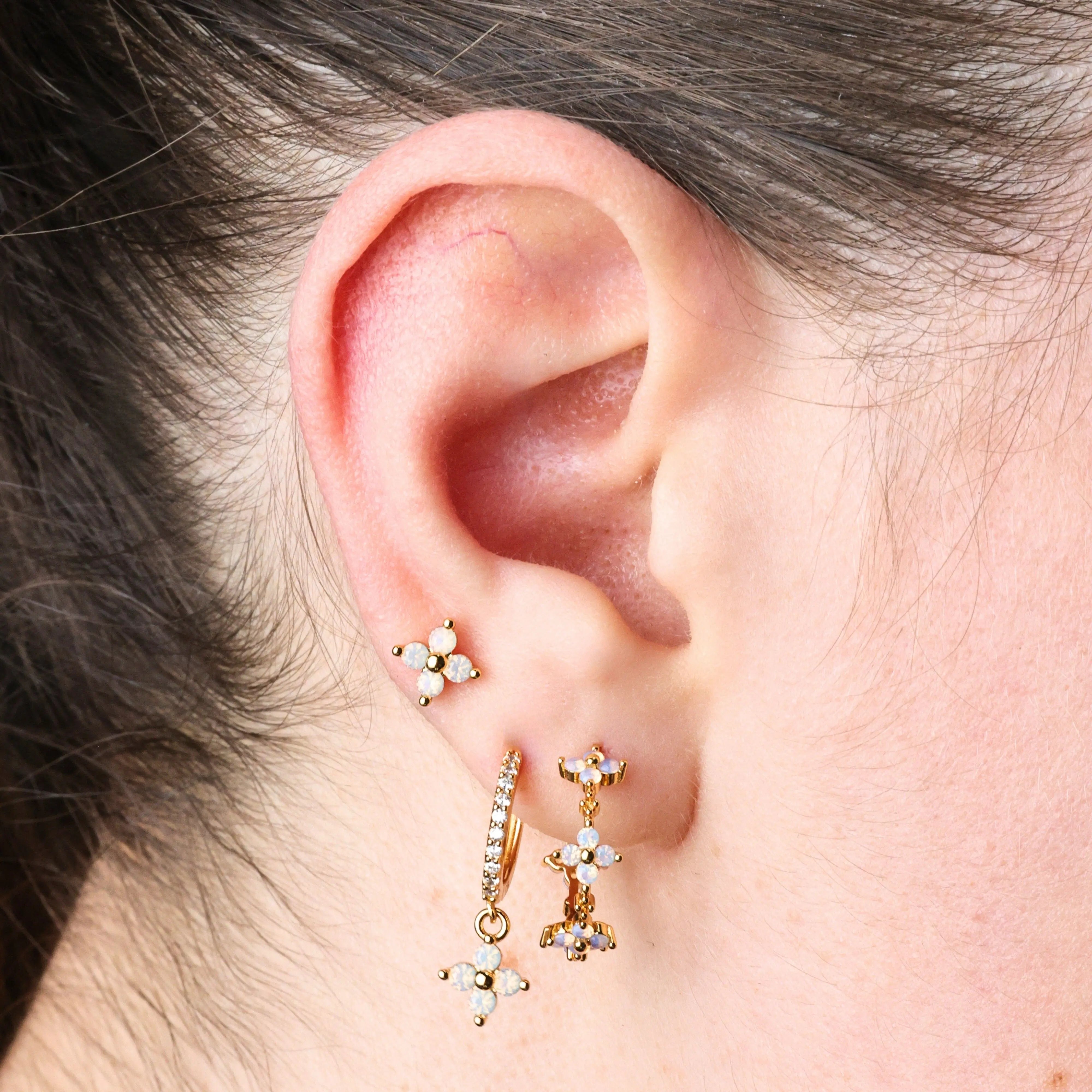 Aliya Moonstone Flower Stud Earrings