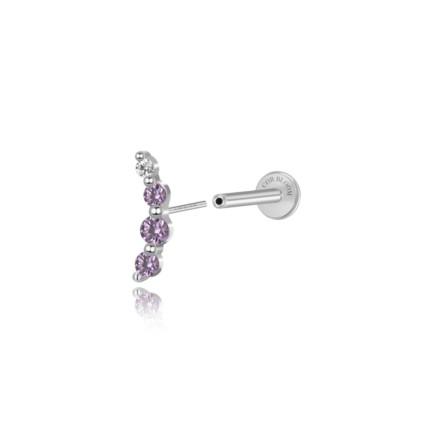 Minimal Mini Curve Stud – Amethyst Dreams