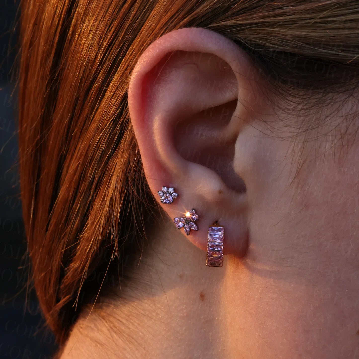 Titanium Pink Tourmaline Sugar Clicker | Conch Hoop
