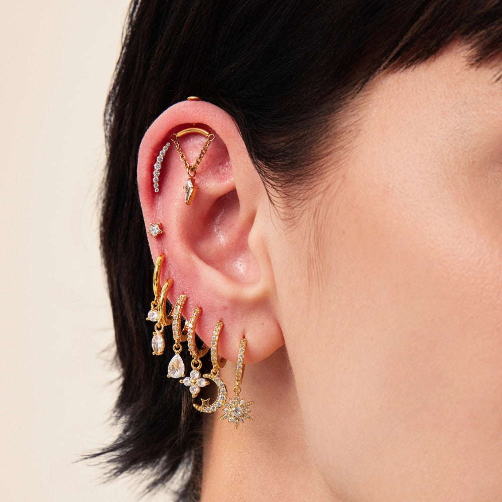 White Crystal Perry Waterdrop Hoop Earrings