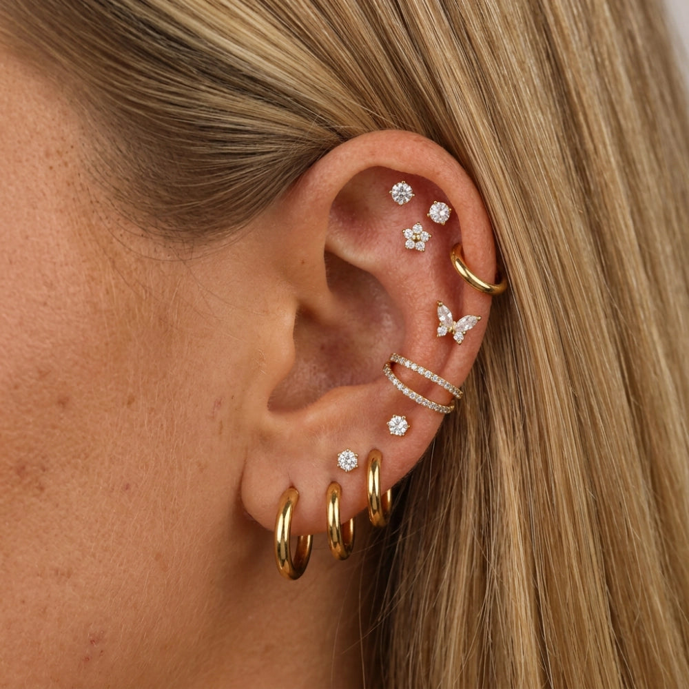 Titanium Dainty Little Diamond Flower Piercing Stud