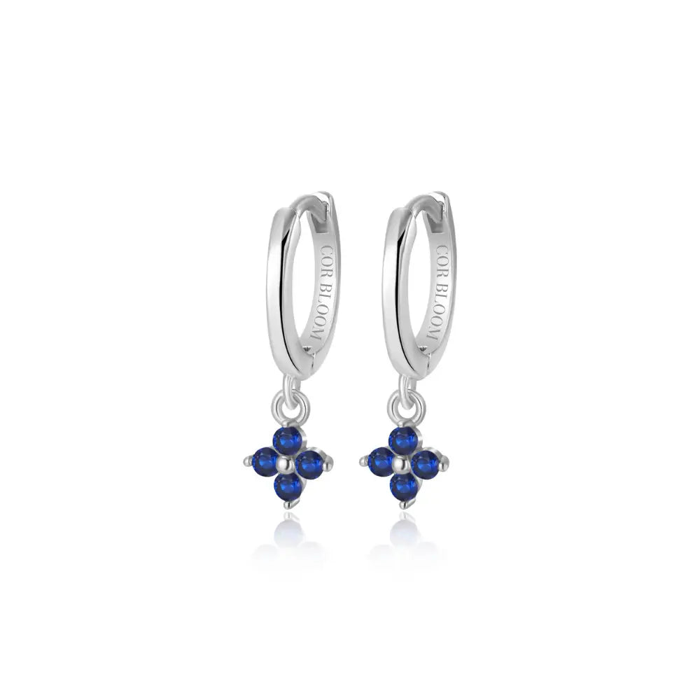 Alaiya Blue Sapphire Four-Leaf Clover Hoop Earrings