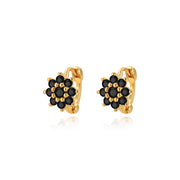 Lysander Dainty Sunflower Huggies - Black Spinel