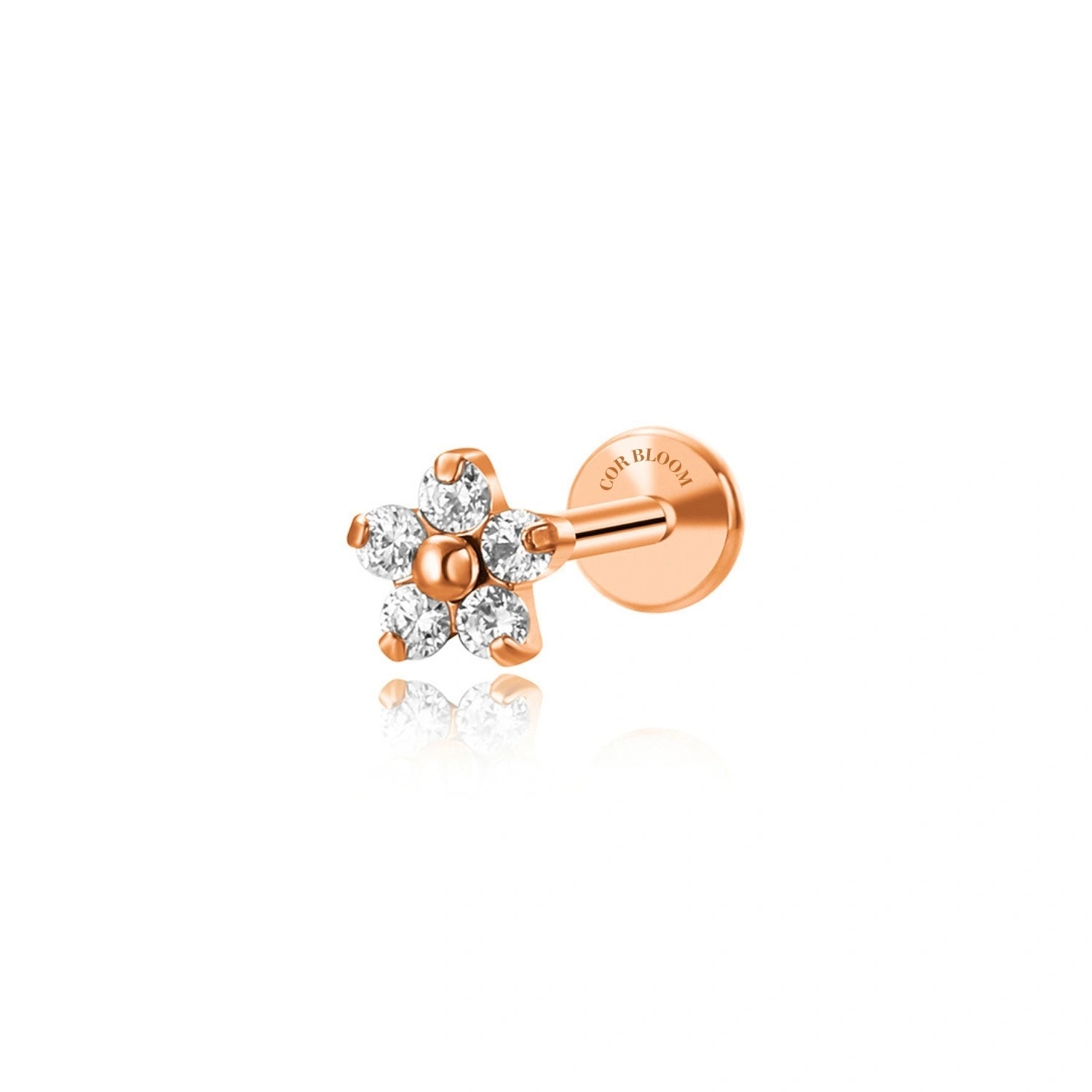 Titanium Dainty Little Diamond Flower Piercing Stud