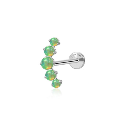 Titanium Green Opal Five Stone Cluster Flat Back Stud