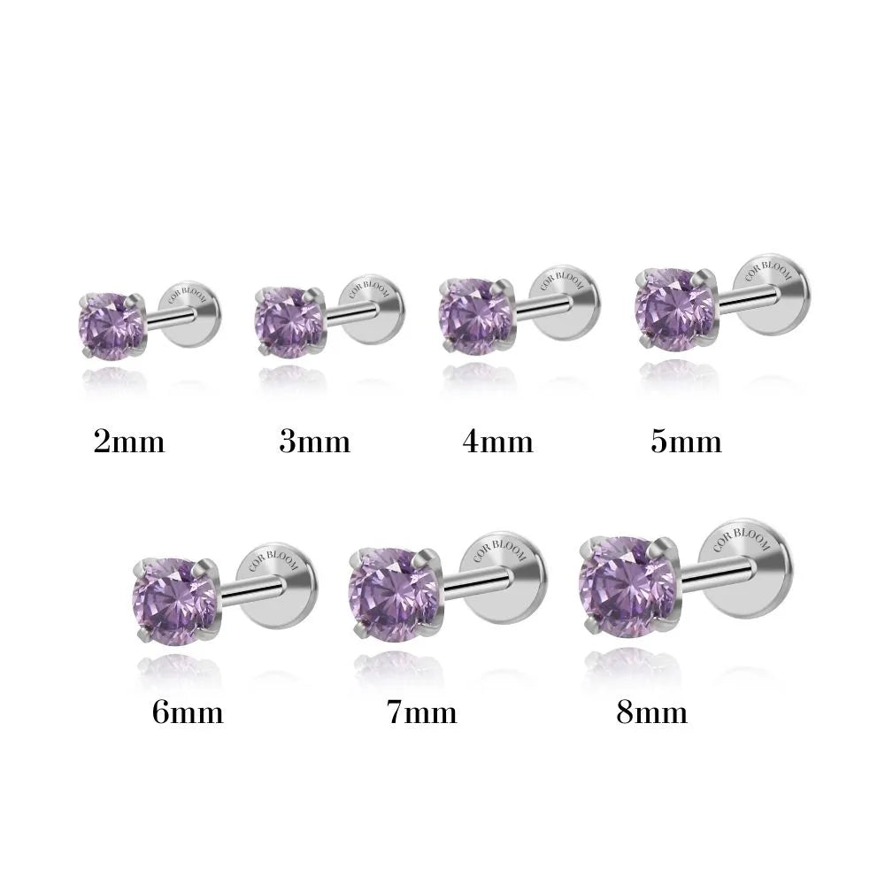 Titanium Multisize Amethyst Gemstone Piercing Stud