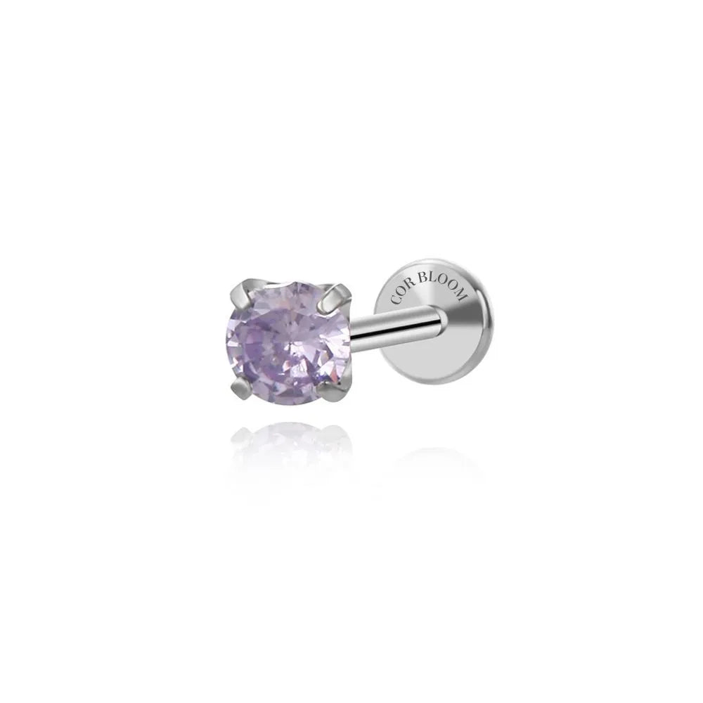 Titanium Multisize Light Amethyst Gemstone Piercing Stud