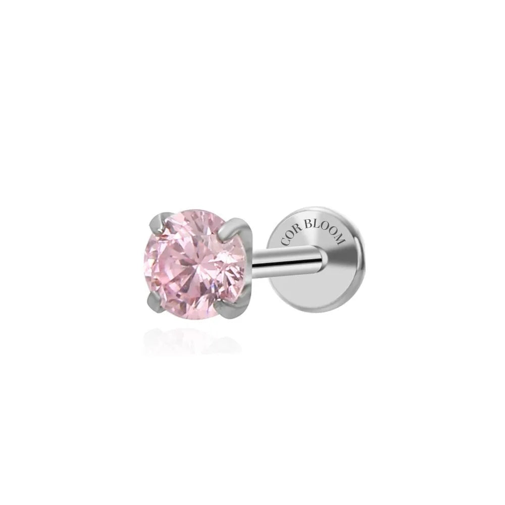 Titanium Freyja Multisize Pink Tourmaline Stud (Push Pin)