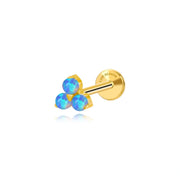 Titanium Mini Ocean Blue Opal Triangle Flat Back Stud