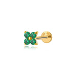 Titanium Aretha Small Green Emerald Four-Leaf Clover Stud