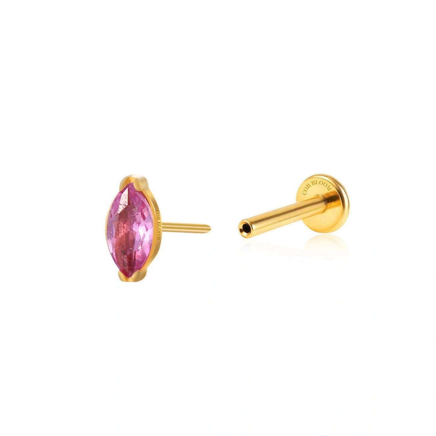 Titanium Ruby Marquise Flat Back Stud