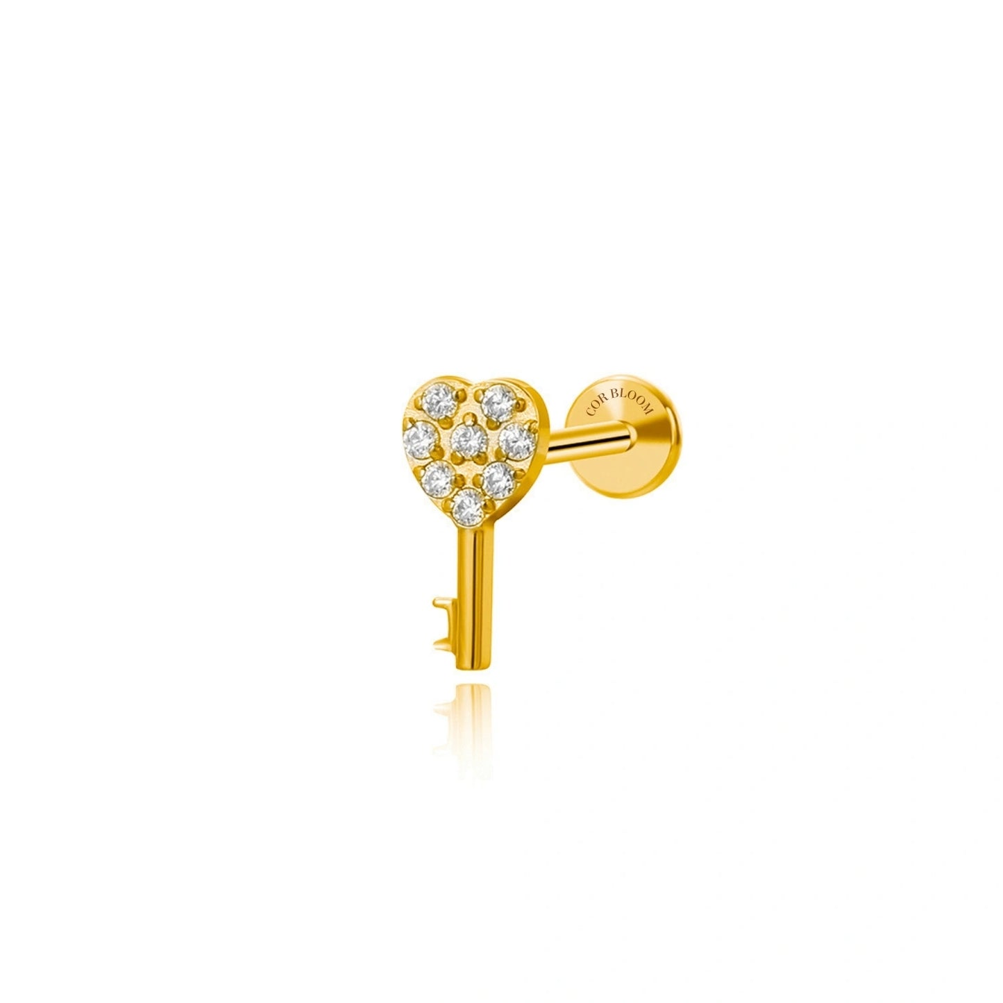 Titanium Diamond Key Piercing Stud