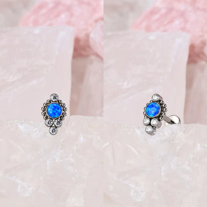 Titanium Vanya Blue Opal Flat Back Stud