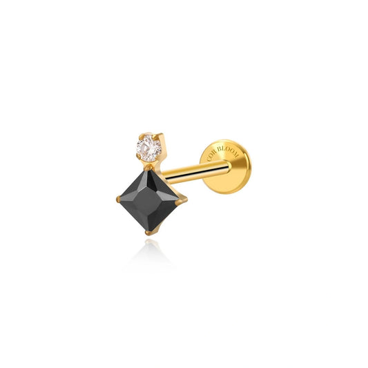 Titanium Aether Black Gemstone Flat Back Stud