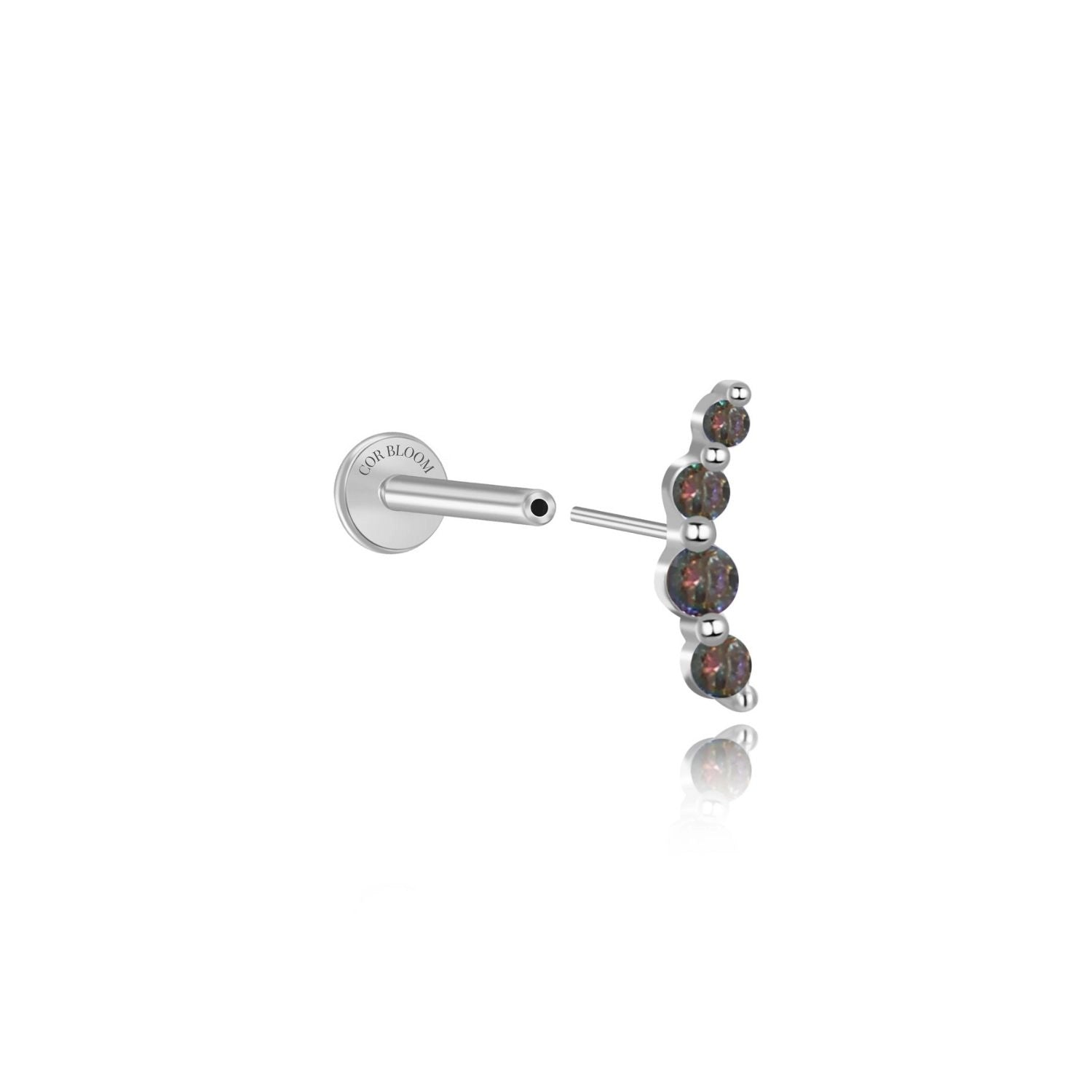 Minimal Mini Curve Stud – Dark Iridescent