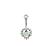 Titanium Fantasy Heart Belly Ring - Northern Light/AB Stone