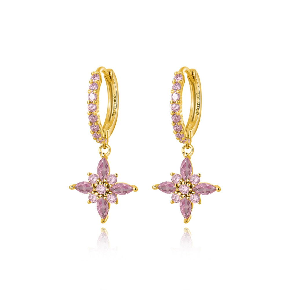 Lydia Pink Starflower Drop Earrings