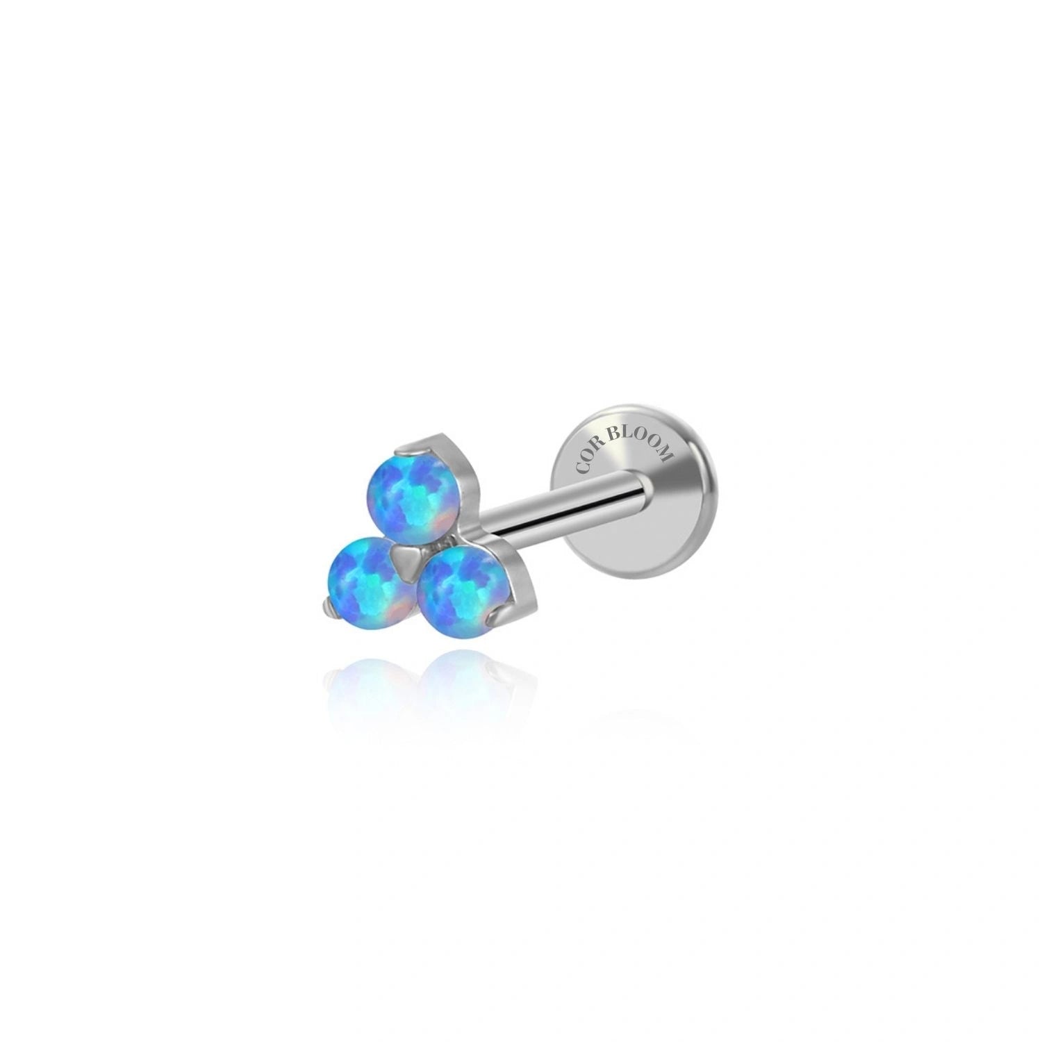 Titanium Mini Ocean Blue Opal Triangle Flat Back Stud