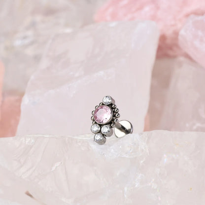 Titanium Vanya Pink Tourmaline Flat Back Stud