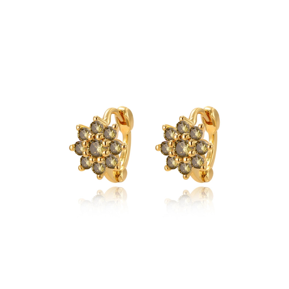 Lysander Dainty Sunflower Huggies - Peridot