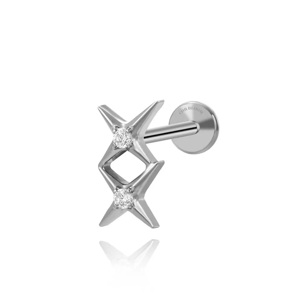 Titanium Duo Northern Star Piercing Stud Earring