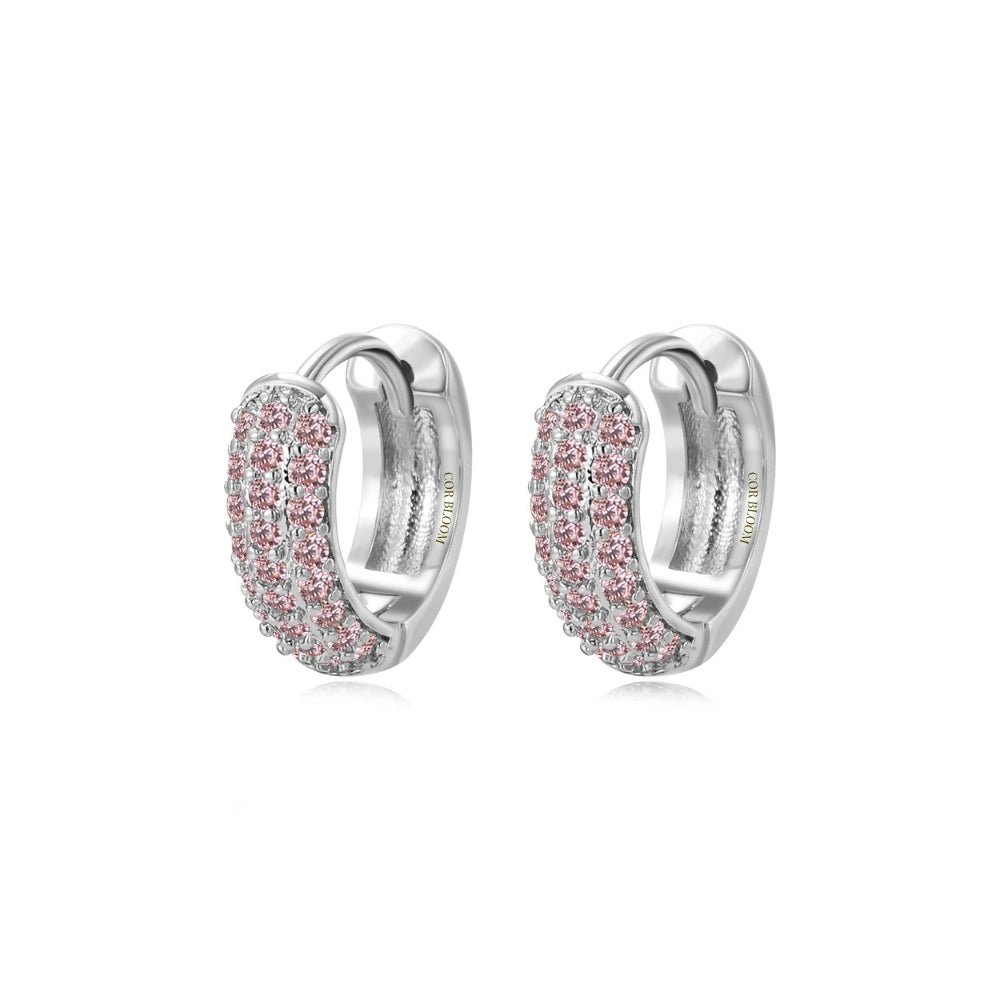 Lysander Pave Gem Hoop Earrings - Pink