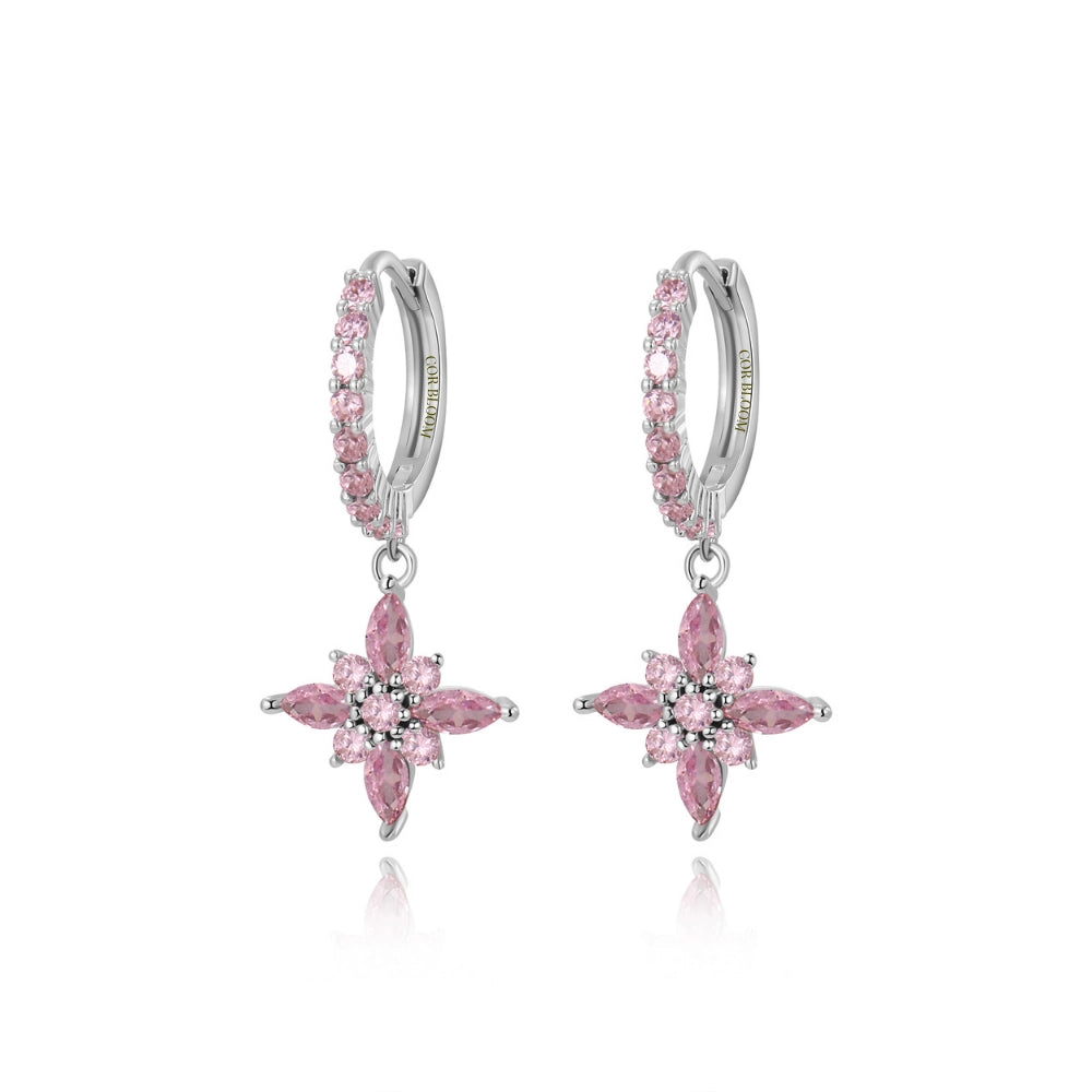 Lydia Pink Starflower Drop Earrings