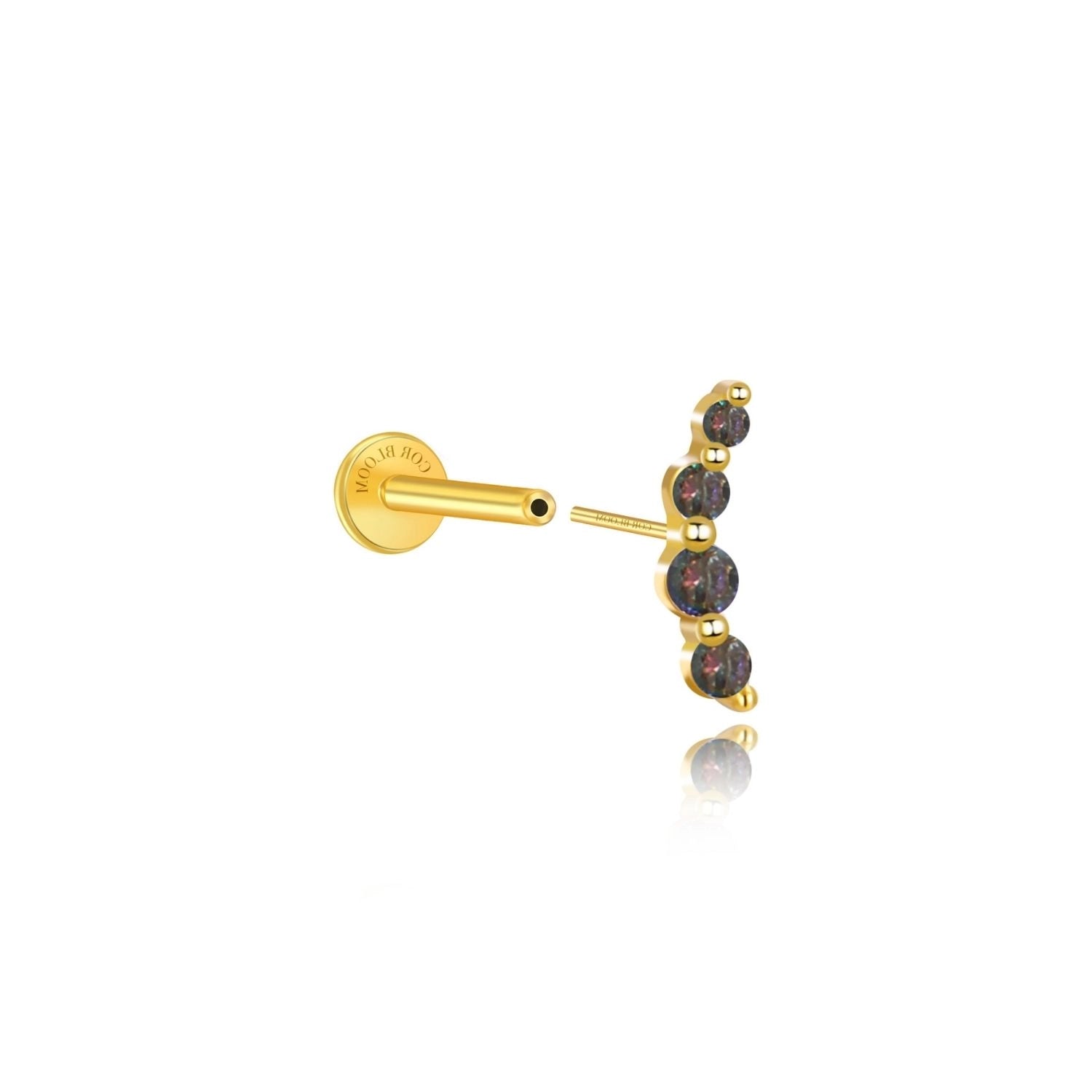 Minimal Mini Curve Stud – Dark Iridescent