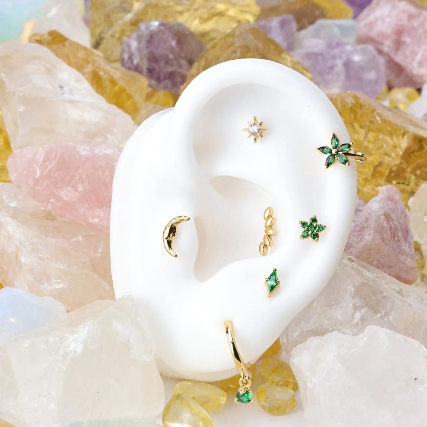 Five-Petal Curve Flat Back Piercing Stud