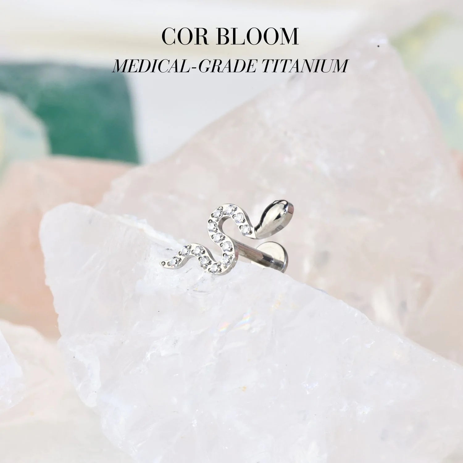 Titanium Dainty Diamond Snake Flat Back Stud