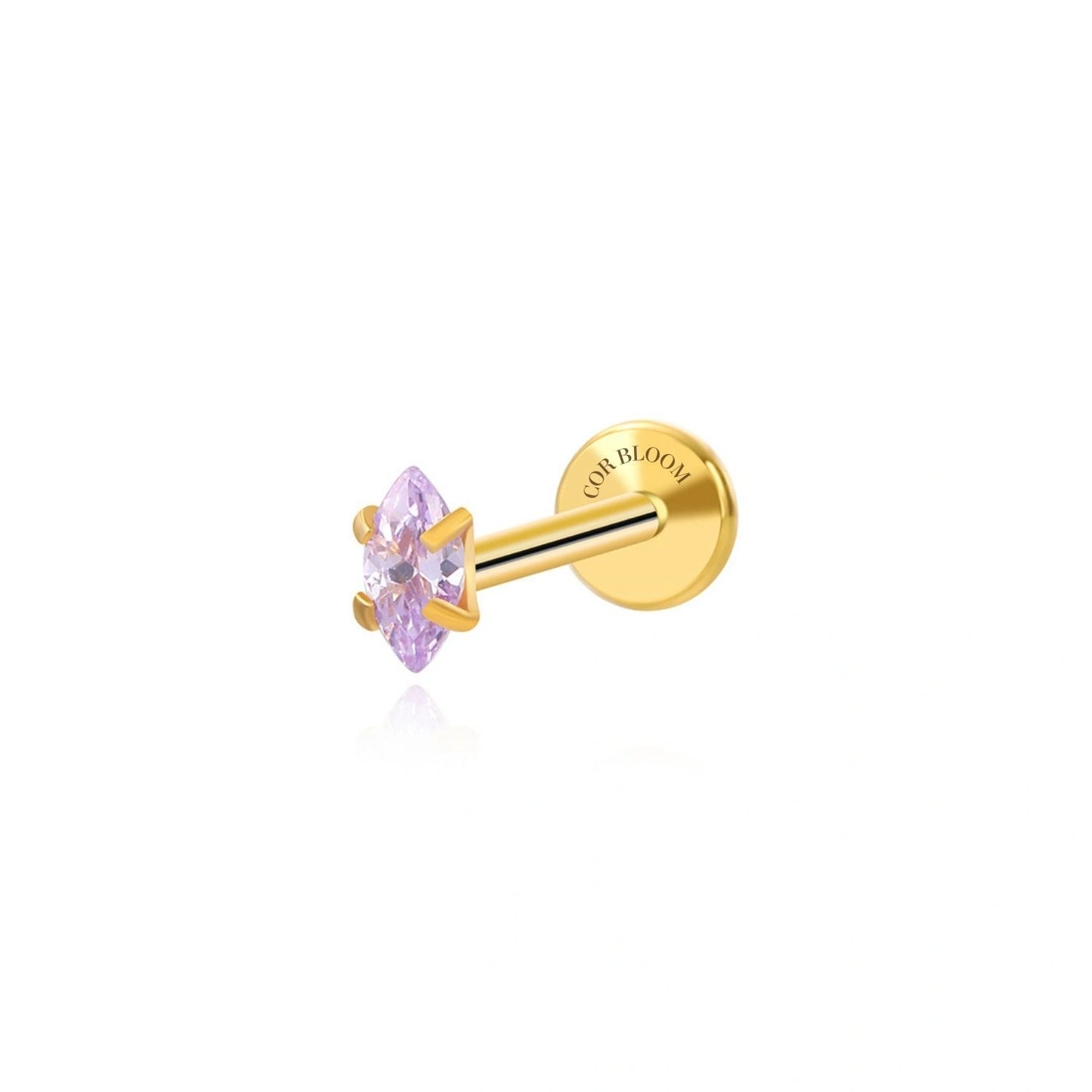 Titanium Small Light Violet Marquise Flat Back Stud