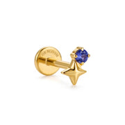 Titanium Sirius Tanzanite Star Sparkle Flat Back Stud