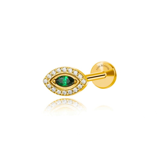 Titanium Green Emerald Marquise Eye Piercing Stud