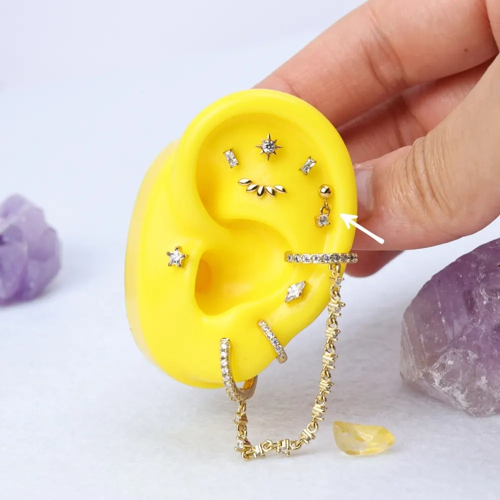 Mini Abby Dangling Crystal Duo Flat Back Stud