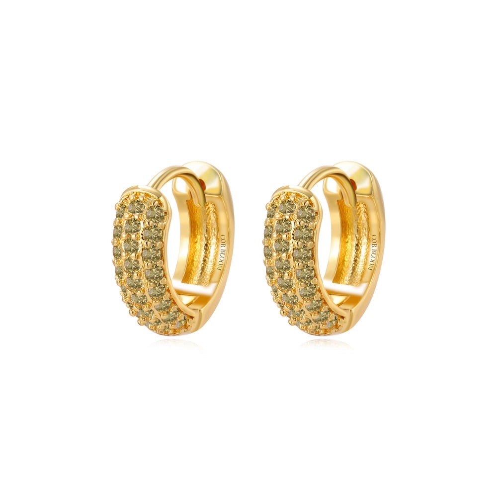 Lysander Pave Gem Hoop Earrings - Peridot
