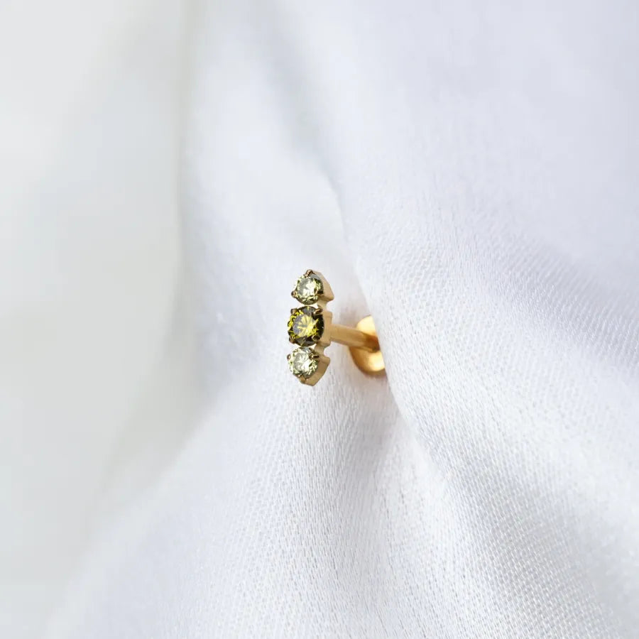 Titanium Mini Lyra Push Pin Flat Back Stud - Peridot
