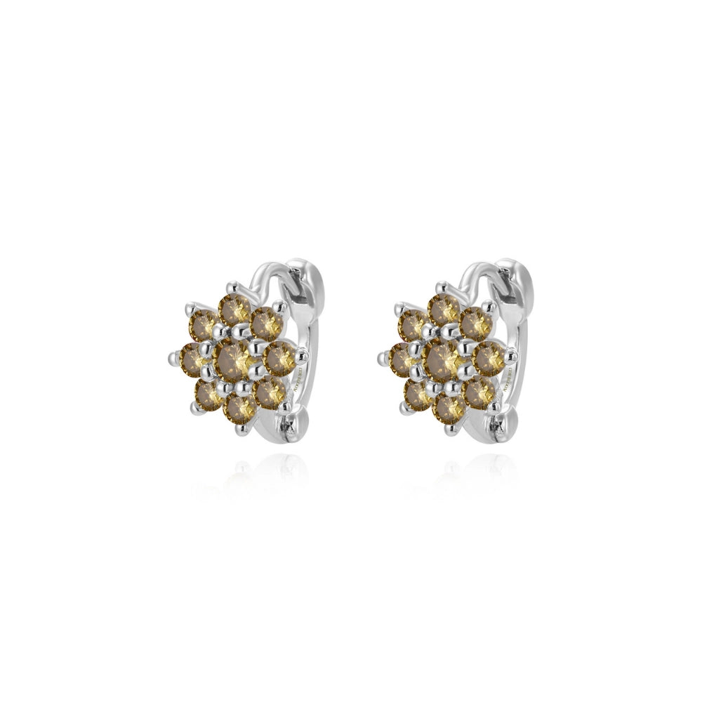Lysander Dainty Sunflower Huggies - Peridot