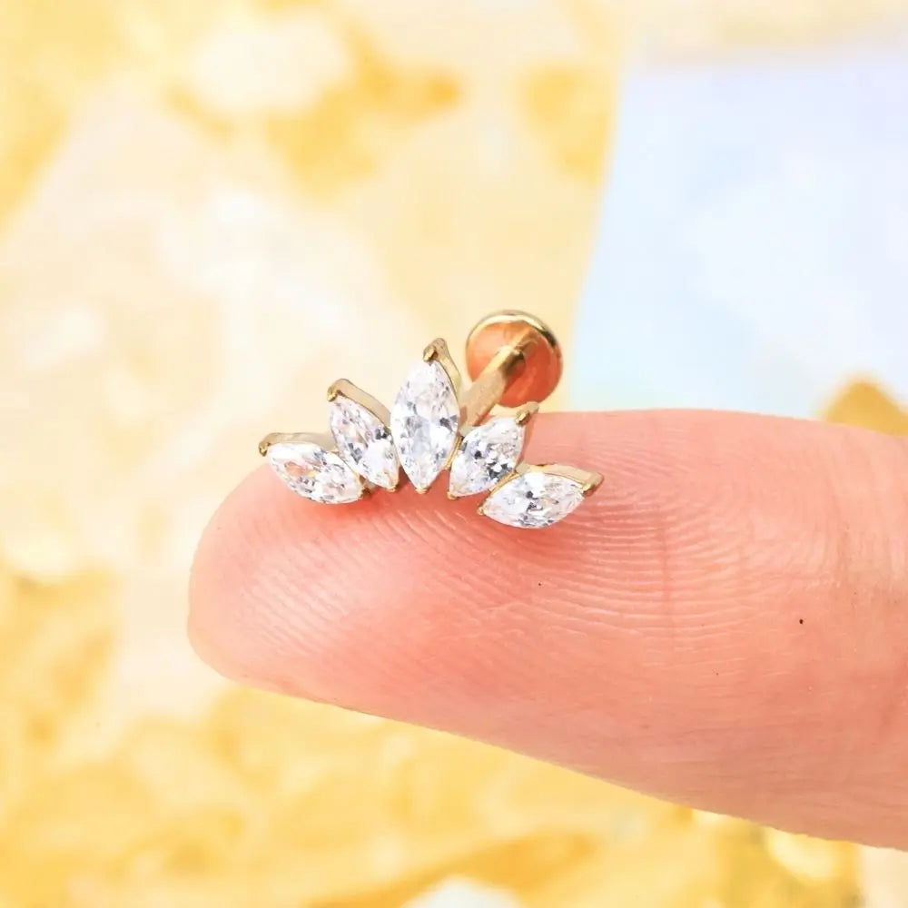 Titanium Aphrodite Diamond Crown Flat Back Stud