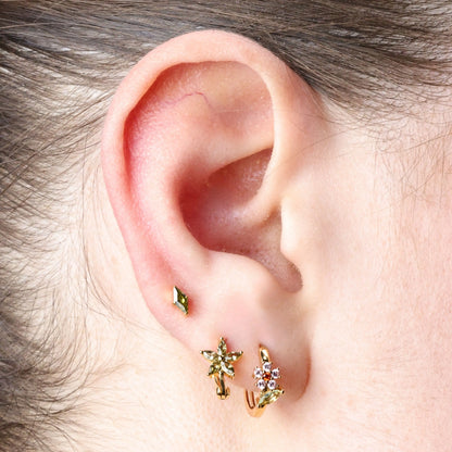 Titanium Xyla Rhombus Gemstone Stud - Peridot