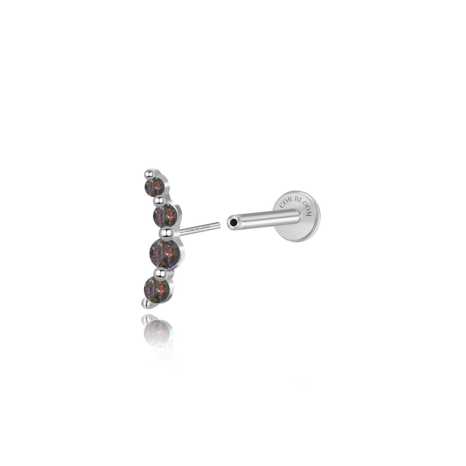 Minimal Mini Curve Stud – Dark Iridescent