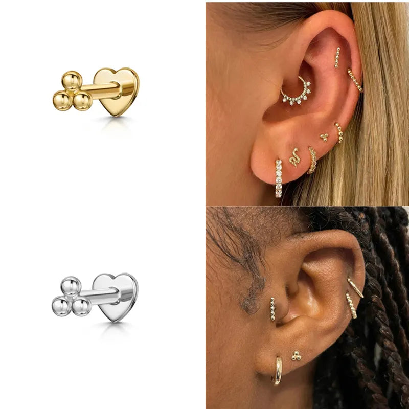 Trinity Dot Heart Labret Piercing