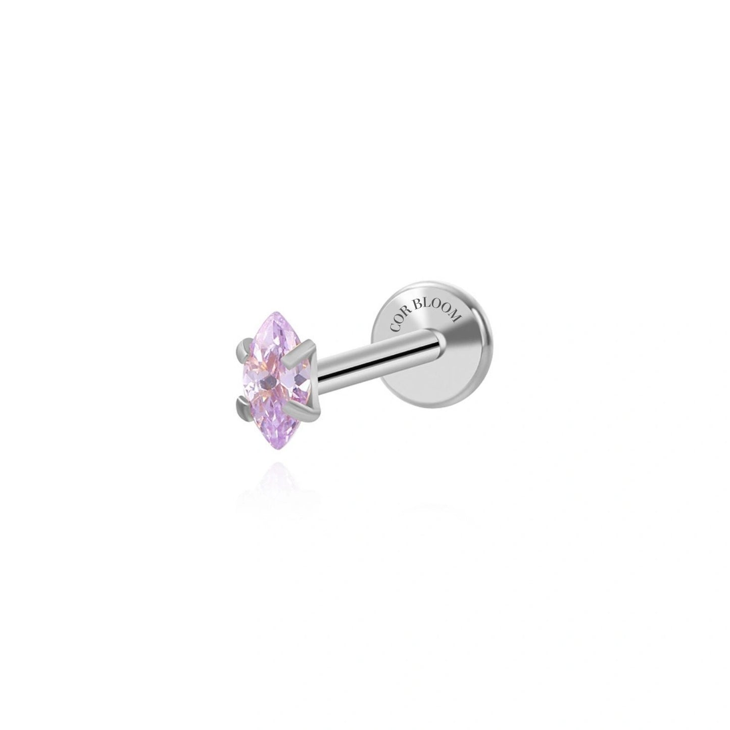 Titanium Small Light Violet Marquise Flat Back Stud